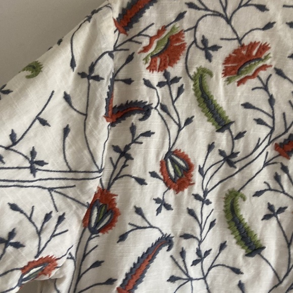 Embroidered Floral Print Linen Blend Jacket - Picture 10 of 12